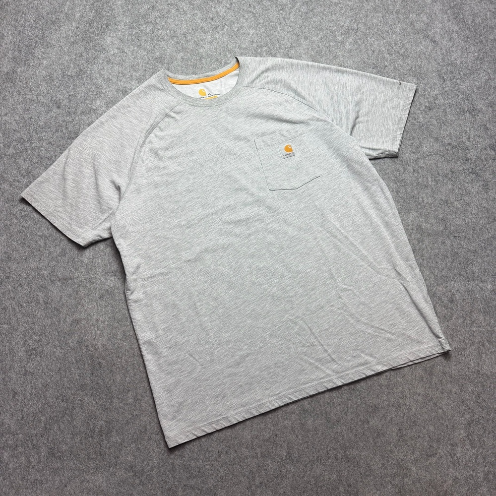 Carhartt Shirt Mens XL Gray Relaxed Fit Pocket Logo Crewneck Workwear Tee